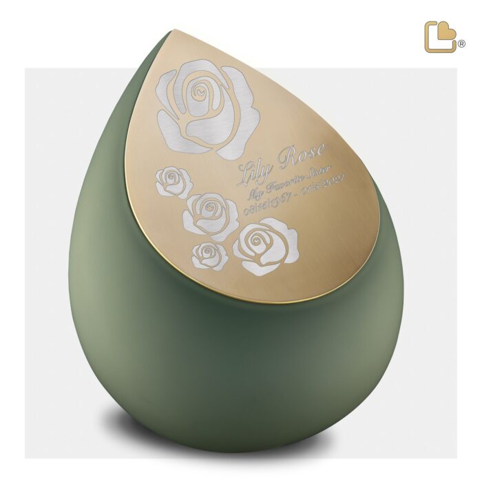 RVS urn - Druppel Sage groen - 4,80 Liter