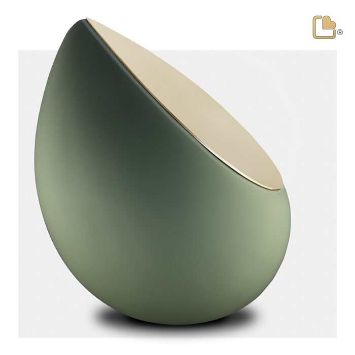 RVS urn - Druppel Sage groen - 4,80 Liter