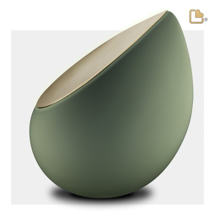 RVS urn - Druppel Sage groen - 4,80 Liter