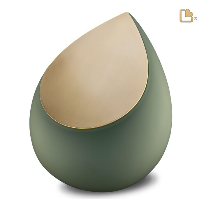 RVS urn - Druppel Sage groen - 4,80 Liter