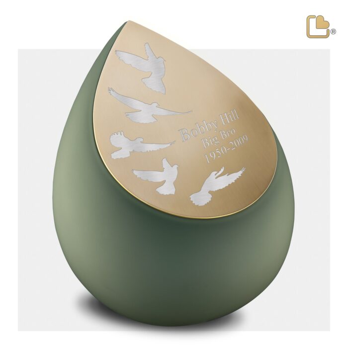 RVS urn - Druppel Sage groen - 4,80 Liter