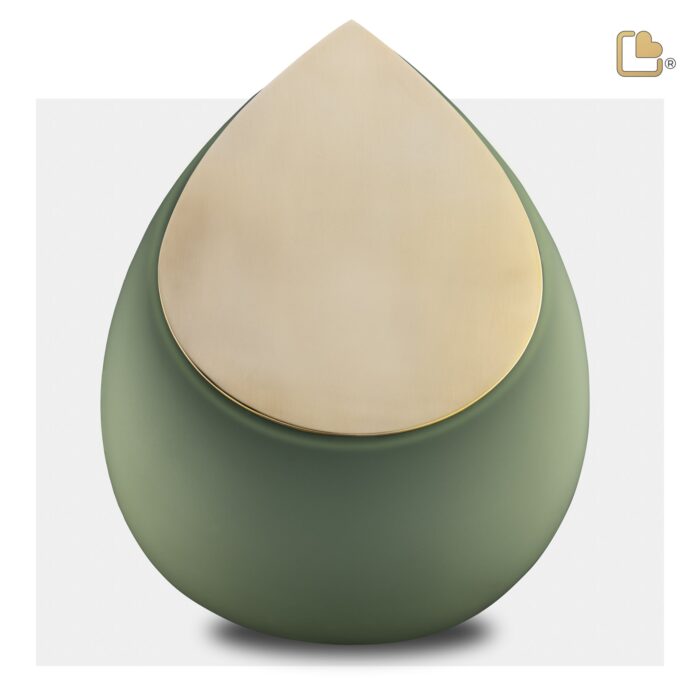 RVS urn - Druppel Sage groen - 4,80 Liter