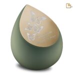 RVS urn - Druppel Sage groen - 4,80 Liter