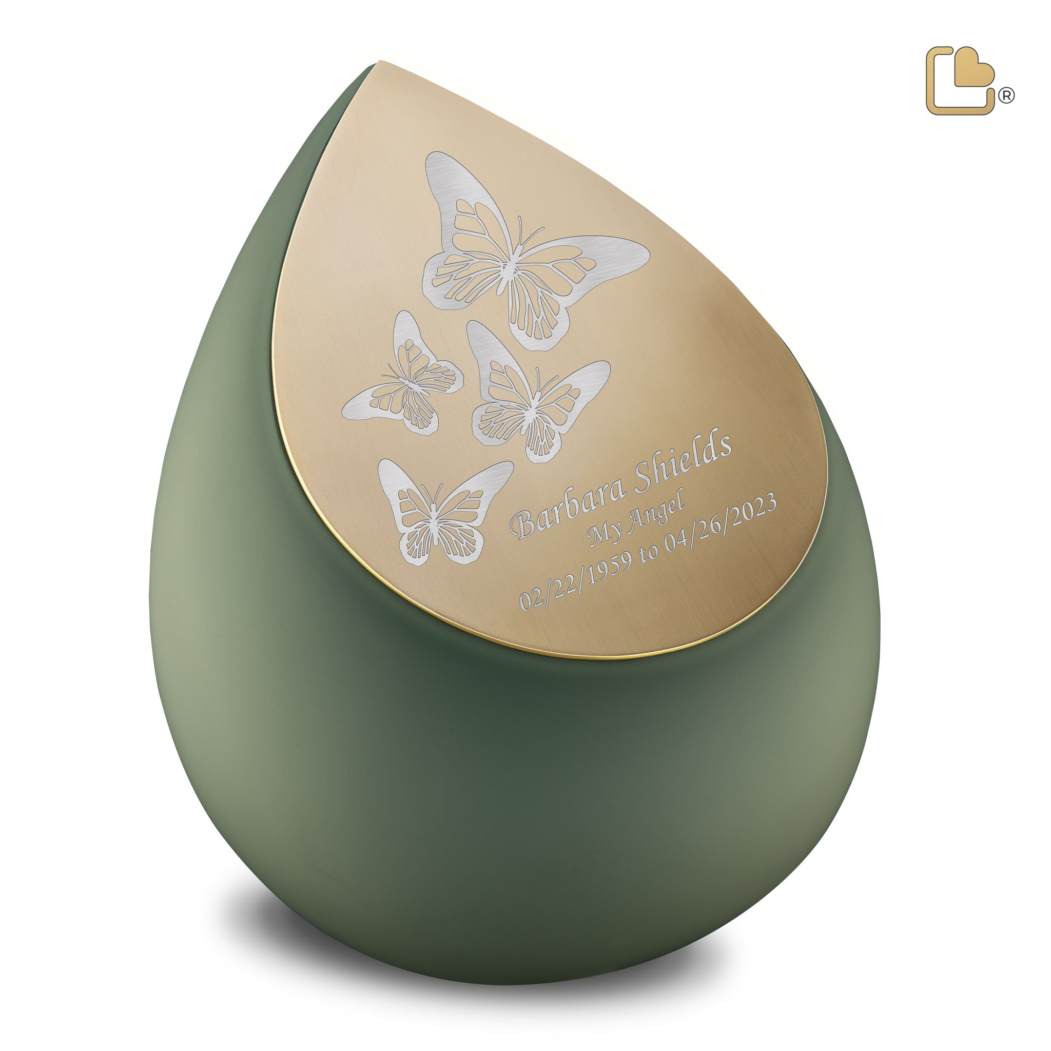 RVS urn - Druppel Sage groen - 4,80 Liter RVS urn - Druppel Sage groen - 4,80 Liter