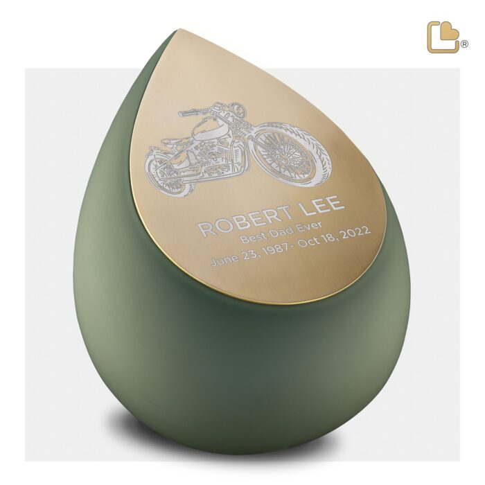 RVS urn - Druppel Sage groen - 4,80 Liter