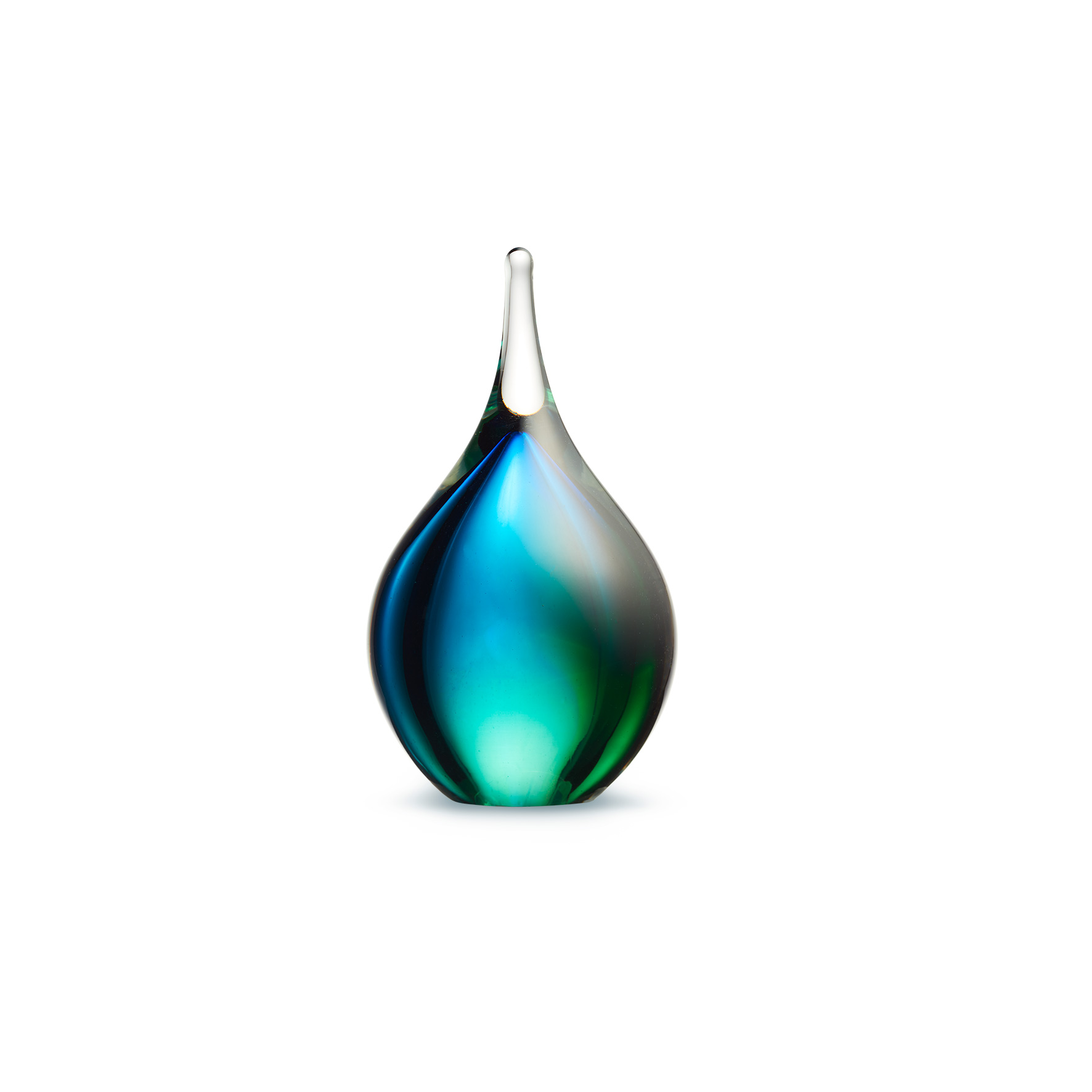 Glazen urn druppel blauw groen