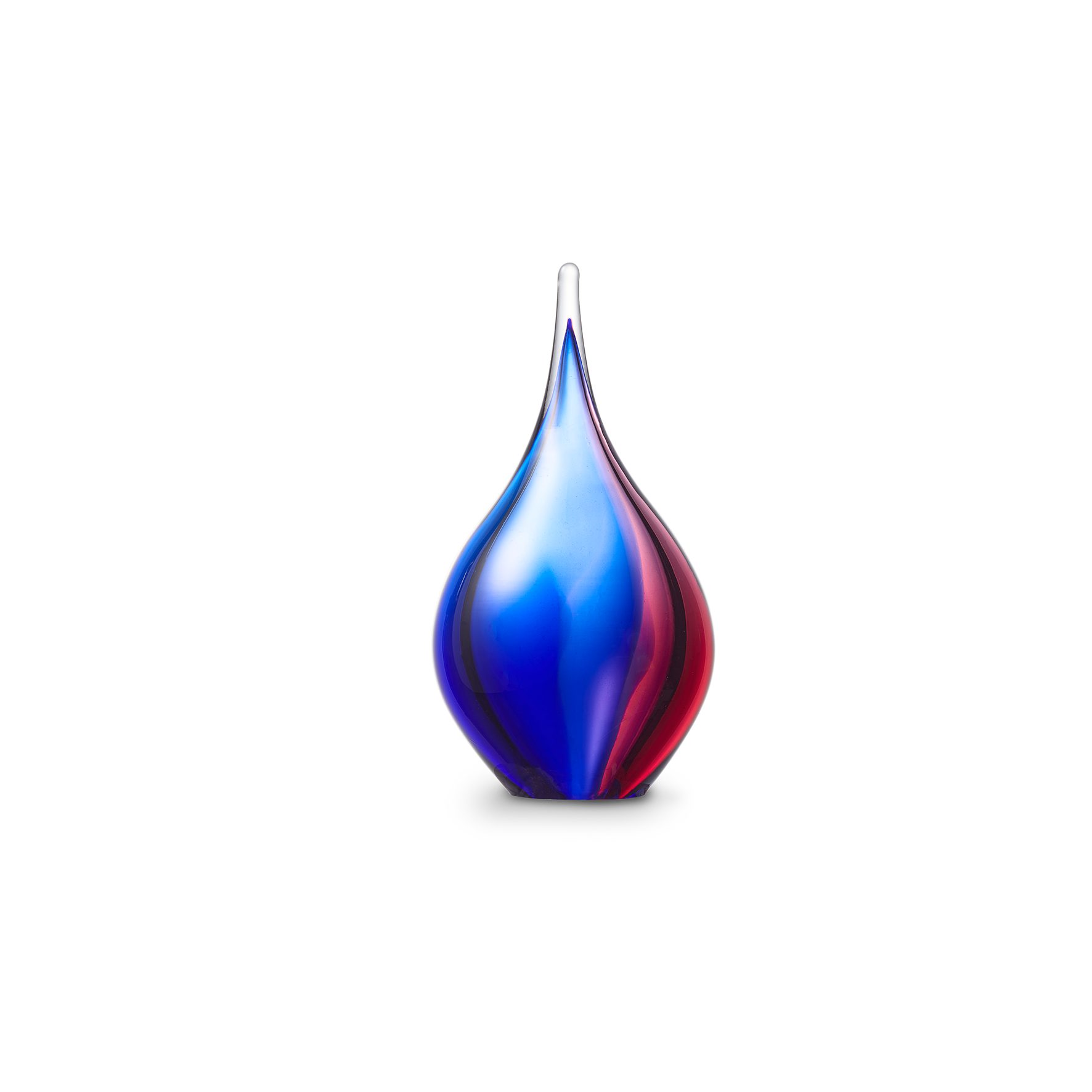 Glazen urn druppel roze blauw