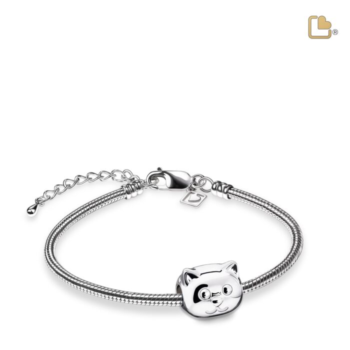 Urn - CatFace Ashes Bead - zilver
