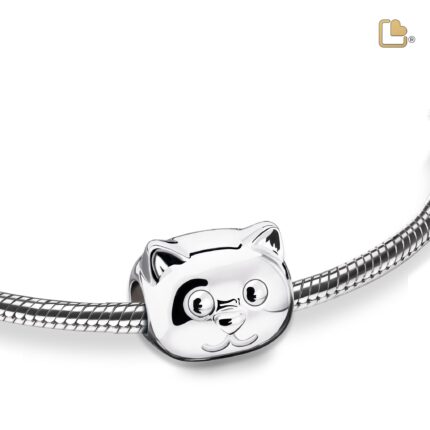 Urn - CatFace Ashes Bead - zilver