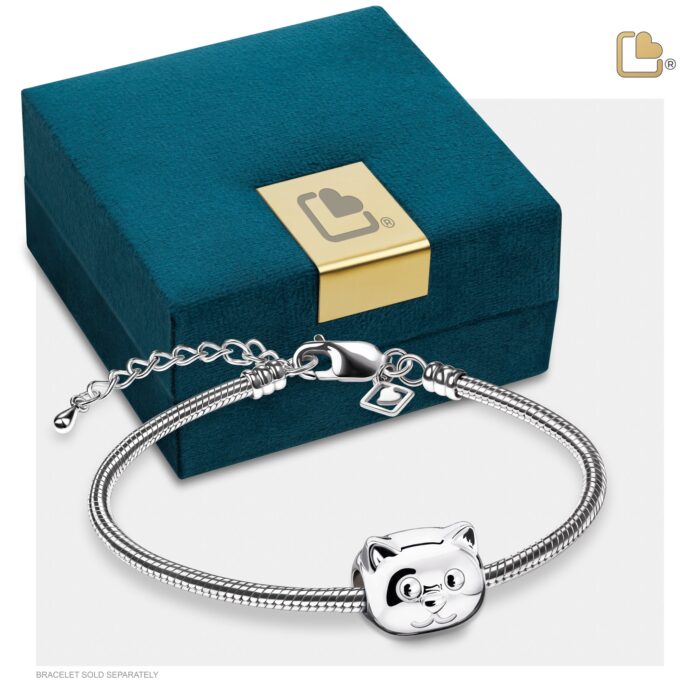 Urn - CatFace Ashes Bead - zilver