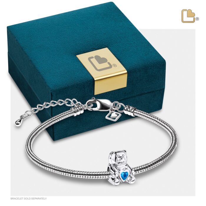 Urn - CuddleBear Ashes Bead w/Zirconia - blauw