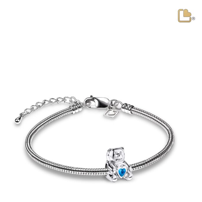 Urn - CuddleBear Ashes Bead w/Zirconia - blauw