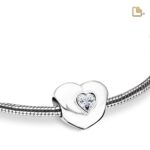 Urn - Hart To Hart Ashes Bead w/Zirconia - zilver