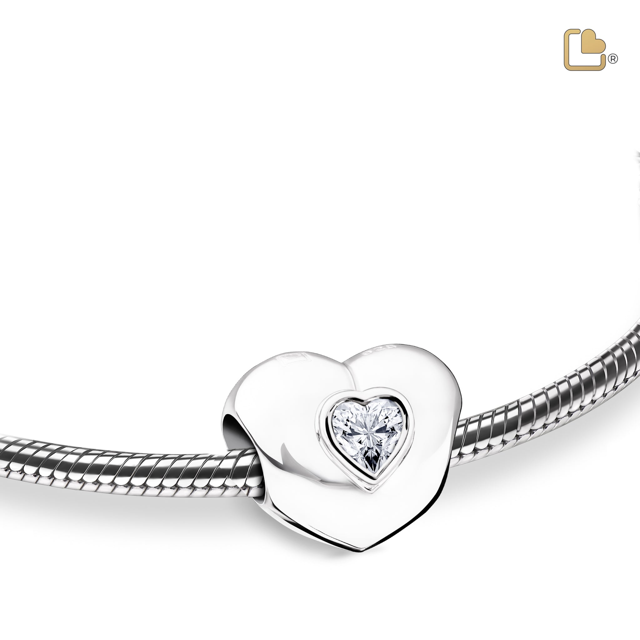 Urn - Hart To Hart Ashes Bead w/Zirconia - zilver Urn - Hart To Hart Ashes Bead w/Zirconia - zilver
