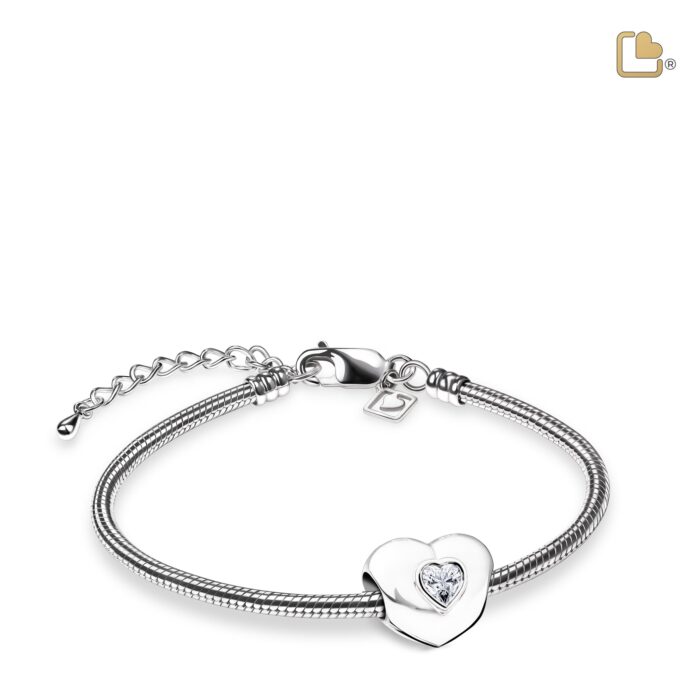 Urn - Hart To Hart Ashes Bead w/Zirconia - zilver