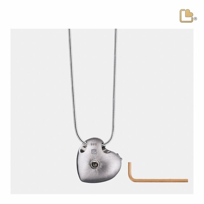 Urn - Leaning Hart Ashes Pendant RoseGold Vermeil w/Zirconia