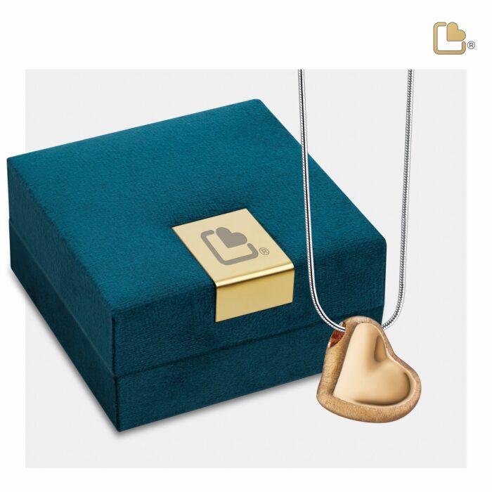 Urn - Leaning Hart Ashes Pendant Vermeil - goud