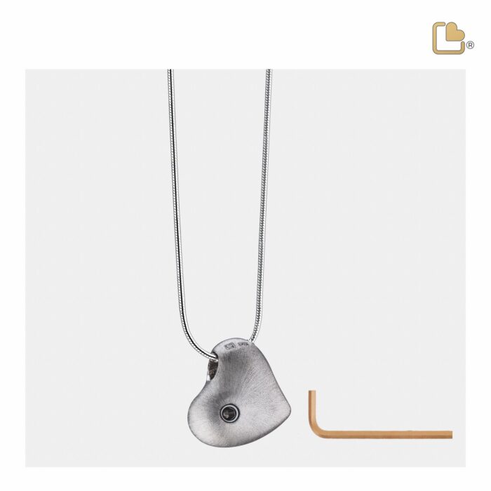 Urn - Leaning Hart Ashes Pendant - zilver