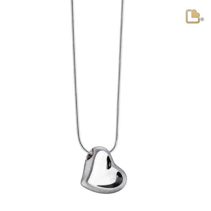 Urn - Leaning Hart Ashes Pendant - zilver
