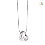 Urn - Leaning Hart Paws Ashes Pendant - zilver