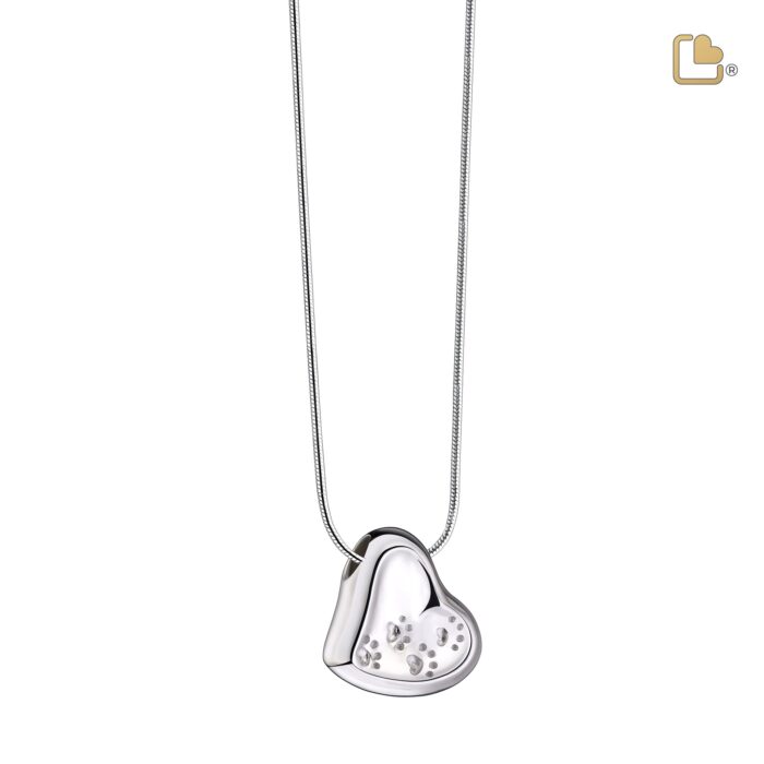 Urn - Leaning Hart Paws Ashes Pendant - zilver