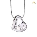 Urn - Leaning Hart Paws Ashes Pendant - zilver