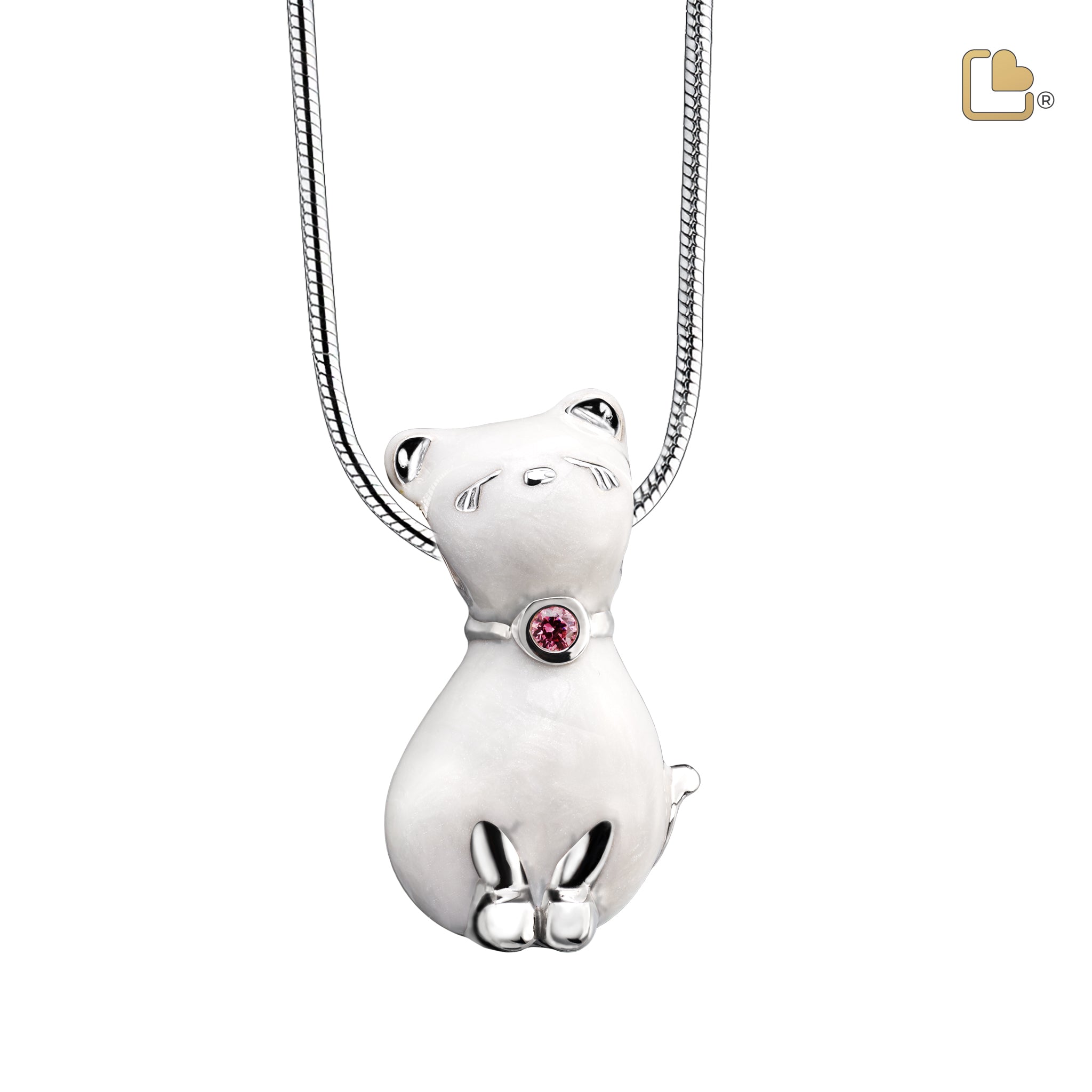 Urn - PrincessCat Ashes Pendant w/Swarovski® - wit Urn - PrincessCat Ashes Pendant w/Swarovski® - wit