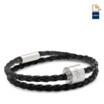Urn - TB-BB1-L Memento Bracelet (L) Braided Leather Ashes Bead - zwart