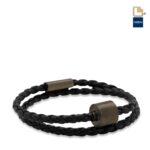 Urn - TB-BE-BB1-XL Memento Bracelet (XL) Braided Leather Ashes Bead - zwart