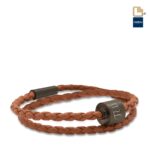 Urn - TB-BE-BB3-S Memento Bracelet (S) Braided Leather Ashes Bead Cognac - zwart