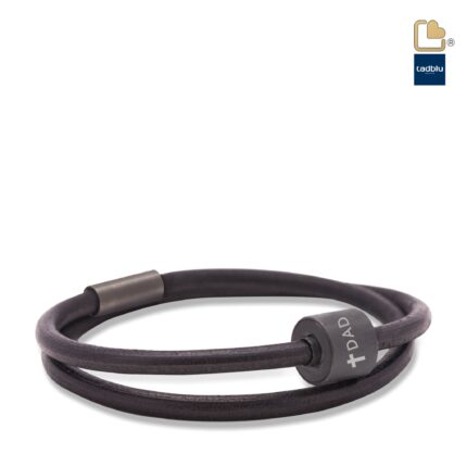 Urn - TB-BE-BL1-L Memento Bracelet (L) Smooth Leather Ashes Bead - zwart