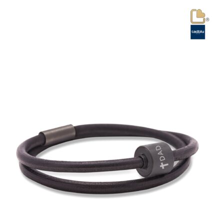 Urn - TB-BE-BL1-S Memento Bracelet (S) Smooth Leather Ashes Bead - zwart