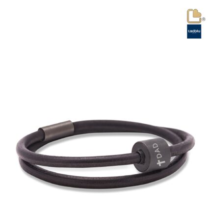 Urn - TB-BE-BL1-XL Memento Bracelet (XL) Smooth Leather Ashes Bead - zwart