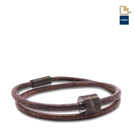 Urn - TB-BE-BL2-M Memento Bracelet (M) Smooth Leather Ashes Bead - zwart