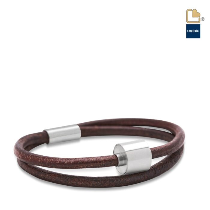 Urn - TB-BL2-XL Memento Bracelet (XL) Smooth Leather Ashes Bead - bruin