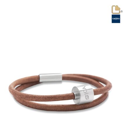 Urn - TB-BL3-M Memento Bracelet (M) Smooth Leather Ashes Bead Cognac