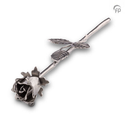 Urn - Tinnen asbeeld - De roos, symbool van de liefde - zilver