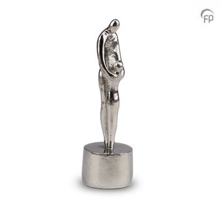 Urn - Tinnen asbeeld - Vader en kind, niet te verbreken band - zilver