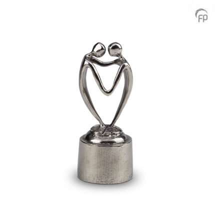 Urn - Tinnen asbeeld - Verbonden door ons hart - zilver