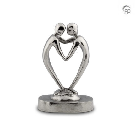 Urn - Tinnen asbeeld - Verbonden door ons hart - zilver