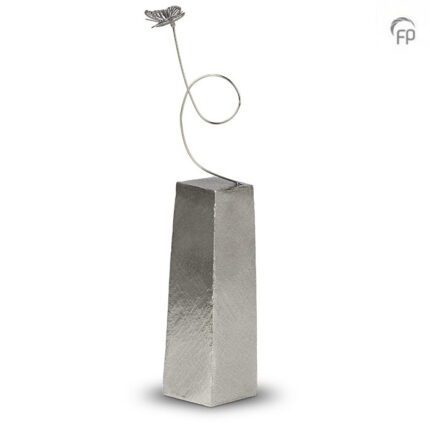 Urn - Tinnen asbeeld - Vlinder, je ziel blijft bij mij - zilver