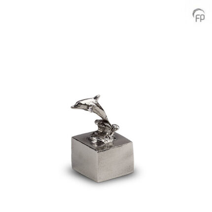 Urn - Tinnen asbeeld - Vrij om te gaan op de golven - zilver